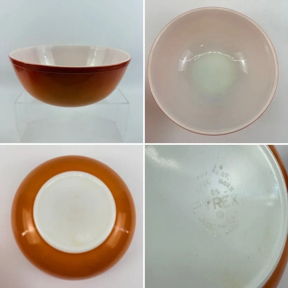 Vintage Pyrex Flameglo Mixing Bowl Set 404 403 401 Orange Nesting Bowls